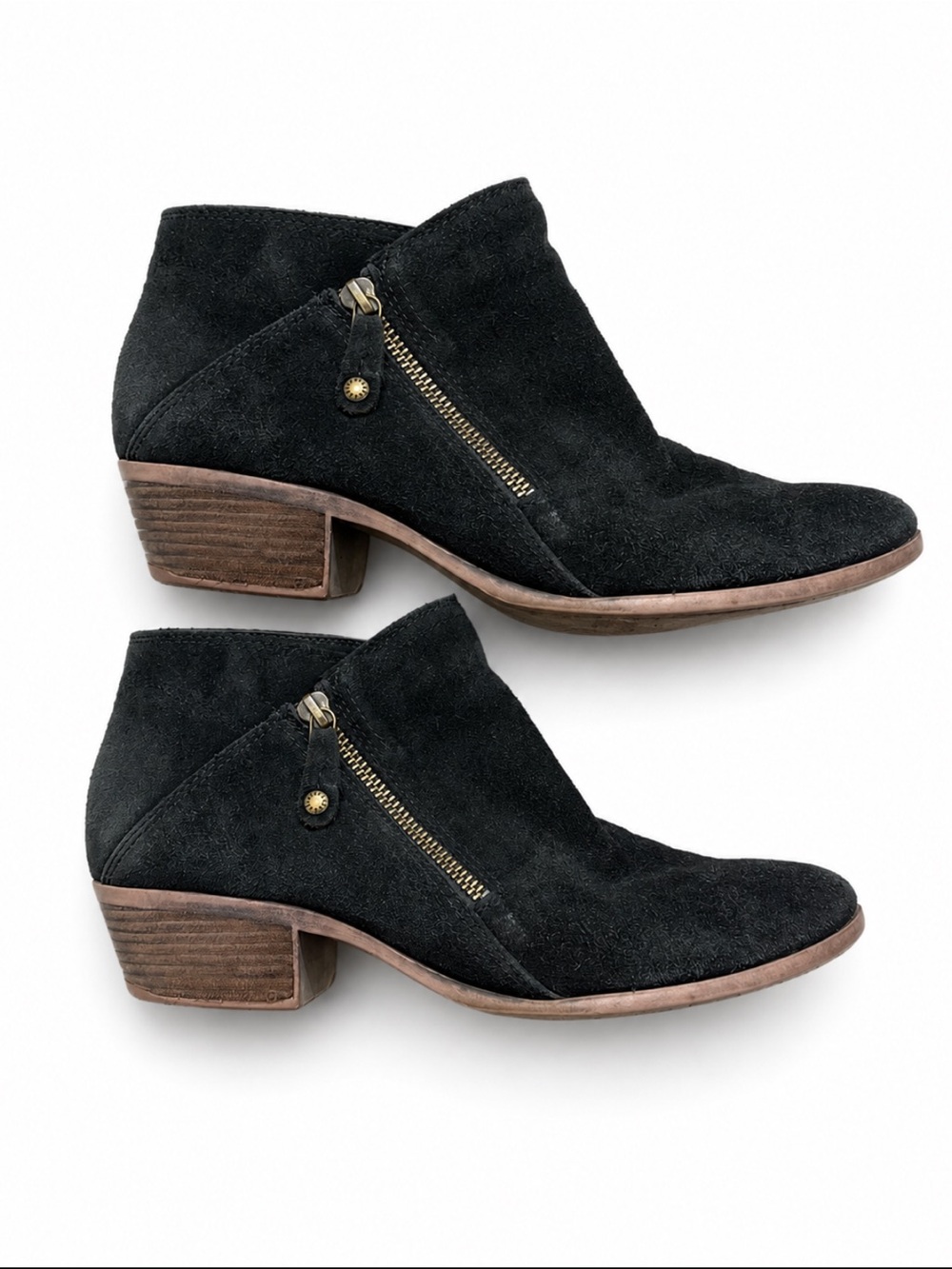 G.H. Bass & Co Nina Zip Black Suede Leather Ankle Boots Women’s 9M